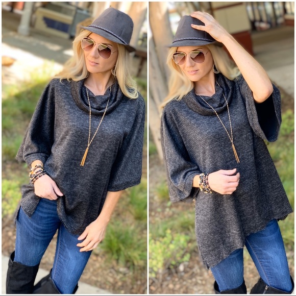 ✨LAST ONE✨Charcoal cowl neck sweater - Picture 2 of 5